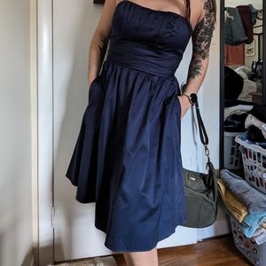 David's bridal navy blue bridesmaid dress cocktail